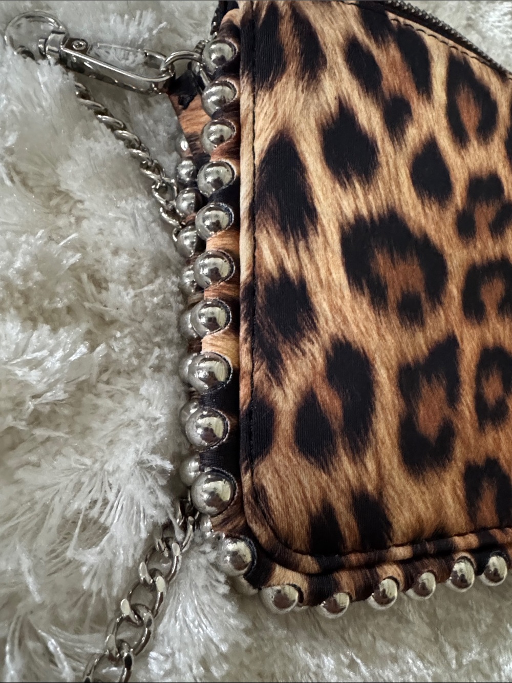 Zara Leopard Print Crossbody Bag with Silver Chain - Picture 3 of 5